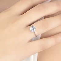 Silver Treasures Womens 20.5MM Cubic Zirconia Sterling Silver Band