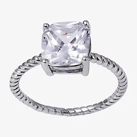 Silver Treasures Womens 20.5MM Cubic Zirconia Sterling Silver Band