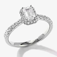 Certified (F / Si1) Womens 3/4 CT. T.W. Lab Grown White Diamond 10K Gold Side Stone Halo Engagement Ring