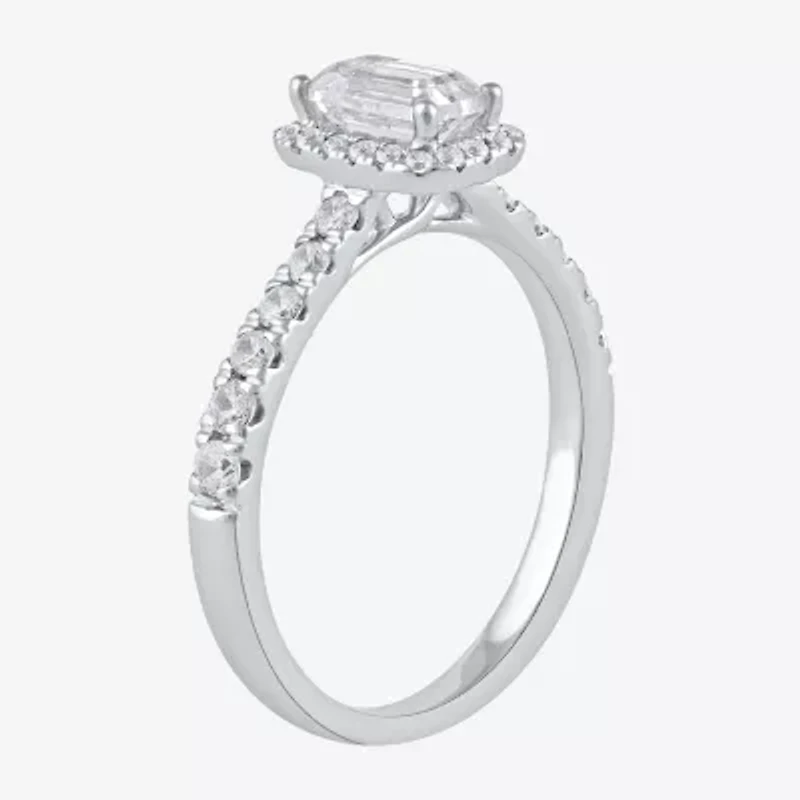Certified (F / Si1) Womens 3/4 CT. T.W. Lab Grown White Diamond 10K Gold Side Stone Halo Engagement Ring