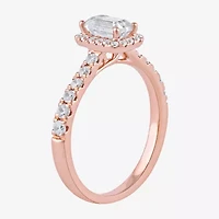 Certified (F / Si1) Womens / CT. T.W. Lab Grown White Diamond 10K Rose Gold Side Stone Halo Engagement Ring