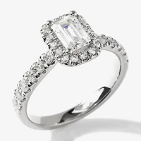 Certified (F / Si1) Womens CT. T.W. Lab Grown White Diamond 10K Gold Side Stone Halo Engagement Ring