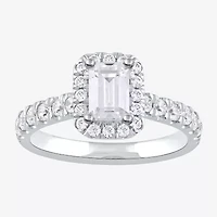 Certified (F / Si1) Womens CT. T.W. Lab Grown White Diamond 10K Gold Side Stone Halo Engagement Ring