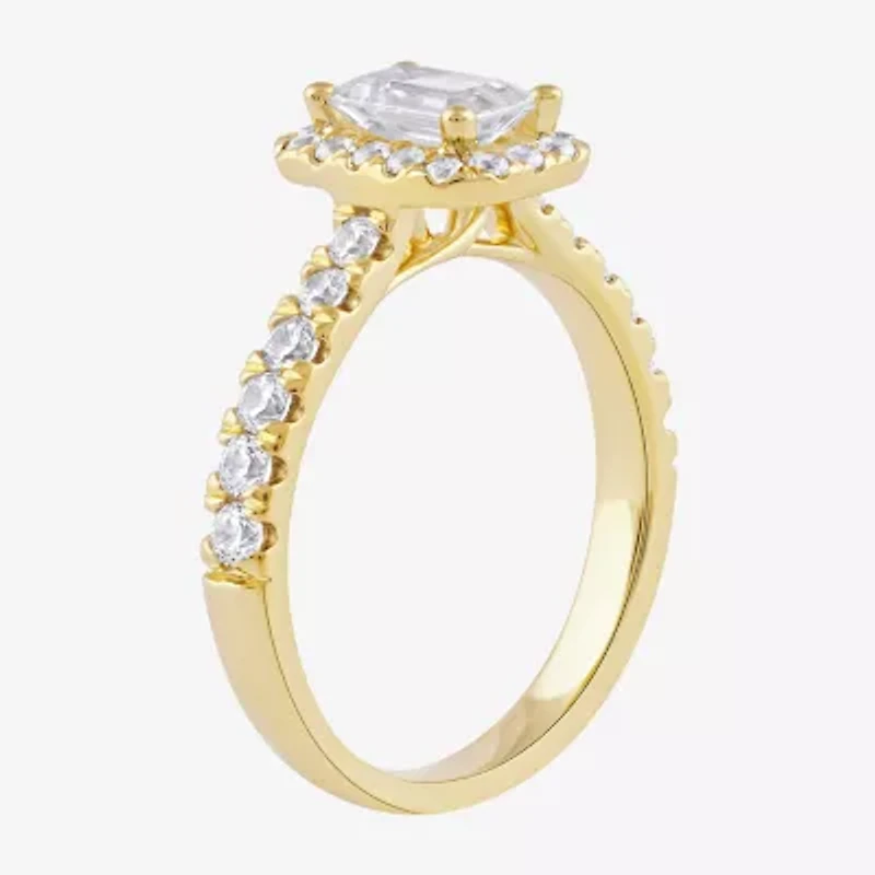 Certified (F / Si1) Womens / CT. T.W. Lab Grown White Diamond 10K Gold Side Stone Halo Engagement Ring
