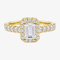 Certified (F / Si1) Womens / CT. T.W. Lab Grown White Diamond 10K Gold Side Stone Halo Engagement Ring