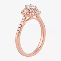 Certified (F / Si1) Womens CT. T.W. Lab Grown White Diamond 10K Rose Gold Round Side Stone Halo Engagement Ring