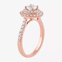 Certified (F / Si1) Womens CT. T.W. Lab Grown White Diamond 10K Rose Gold Round Side Stone Halo Engagement Ring