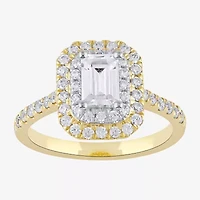 Certified (F / Si1) Womens / CT. T.W. Lab Grown White Diamond 10K Gold Side Stone Halo Engagement Ring