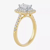 Certified (F / Si1) Womens / CT. T.W. Lab Grown White Diamond 10K Gold Side Stone Halo Engagement Ring