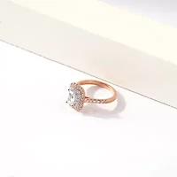 Certified (F / Si1) Womens CT. T.W. Lab Grown White Diamond 10K Rose Gold Side Stone Halo Engagement Ring