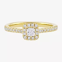 Certified (F / Si1) Womens / CT. T.W. Lab Grown White Diamond 10K Gold Cushion Side Stone Halo Engagement Ring
