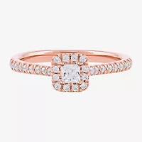 Certified (F / Si1) Womens / CT. T.W. Lab Grown White Diamond 10K Rose Gold Cushion Side Stone Halo Engagement Ring