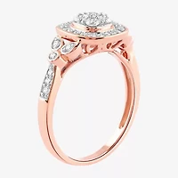 Certified (F / Si1) Womens / CT. T.W. Lab Grown White Diamond 10K Rose Gold Cushion Side Stone Halo Engagement Ring