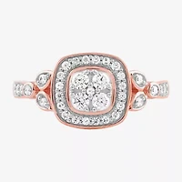 Certified (F / Si1) Womens / CT. T.W. Lab Grown White Diamond 10K Rose Gold Cushion Side Stone Halo Engagement Ring