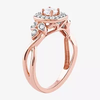 Certified (F / Si1) Womens / CT. T.W. Lab Grown White Diamond 10K Rose Gold Cushion Side Stone Halo Engagement Ring
