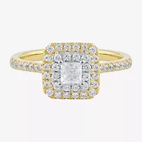 Certified (F / Si1) Womens /8 CT. T.W. Lab Grown White Diamond 10K Gold Cushion Side Stone Halo Engagement Ring