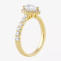 Certified (F / Si1) Womens / CT. T.W. Lab Grown White Diamond 10K Gold Pear Side Stone Halo Engagement Ring