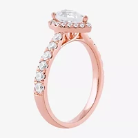 Certified (F / Si1) Womens 1 CT. T.W. Lab Grown White Diamond 10K Rose Gold Pear Side Stone Halo Engagement Ring