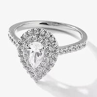 Certified (F / Si1) Womens / CT. T.W. Lab Grown White Diamond 10K Gold Pear Side Stone Halo Engagement Ring