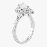 Certified (F / Si1) Womens / CT. T.W. Lab Grown White Diamond 10K Gold Pear Side Stone Halo Engagement Ring