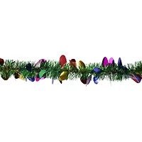 50' x 2'' Green and Multi-Color Christmas Light Bulb Wrapped Tinsel Garland - Unlit