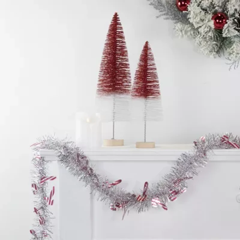 50' x 3'' Silver Christmas Candy Cane Wrapped Tinsel Garland - Unlit