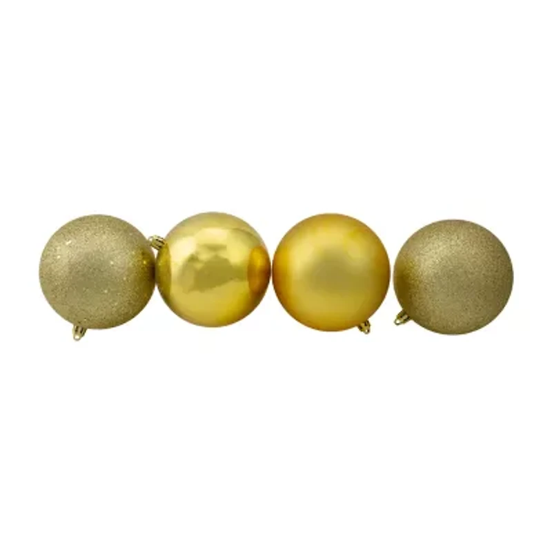 12ct Gold Shatterproof 4-Finish Christmas Ball Ornaments 4'' (100mm)