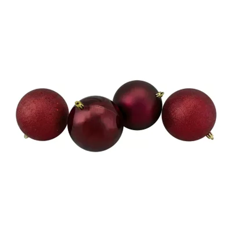 12ct Burgundy Shatterproof 4-Finish Christmas Ball Ornaments 3.25'' (80mm)