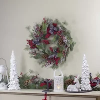 Dual Plaid and Berries Artificial Christmas Wreath - 24-Inch  Unlit