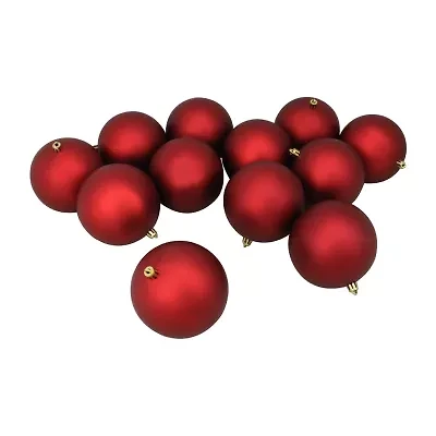 12ct Red Hot Shatterproof Matte Christmas Ball Ornaments 4'' (100mm)