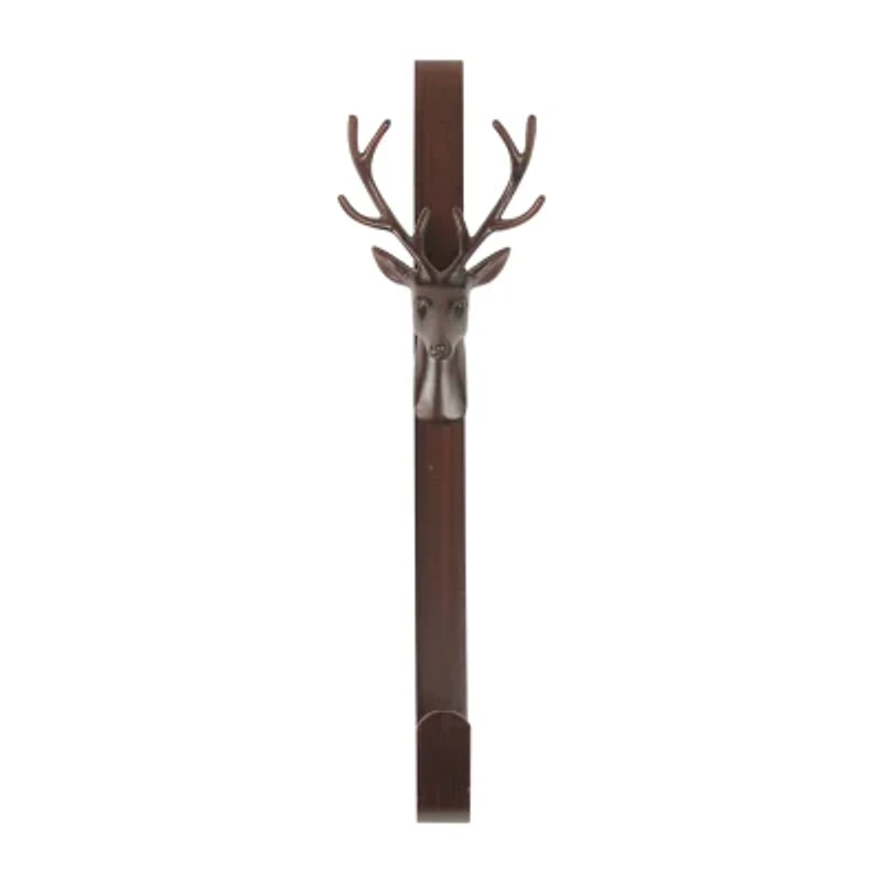 15.25'' Brown Rustic Deer Over the Door Christmas Wreath Hanger