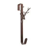 15.25'' Brown Rustic Deer Over the Door Christmas Wreath Hanger