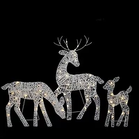 Set of 3 LED Lighted White Reindeer Family Outdoor Christmas Decorations 29"