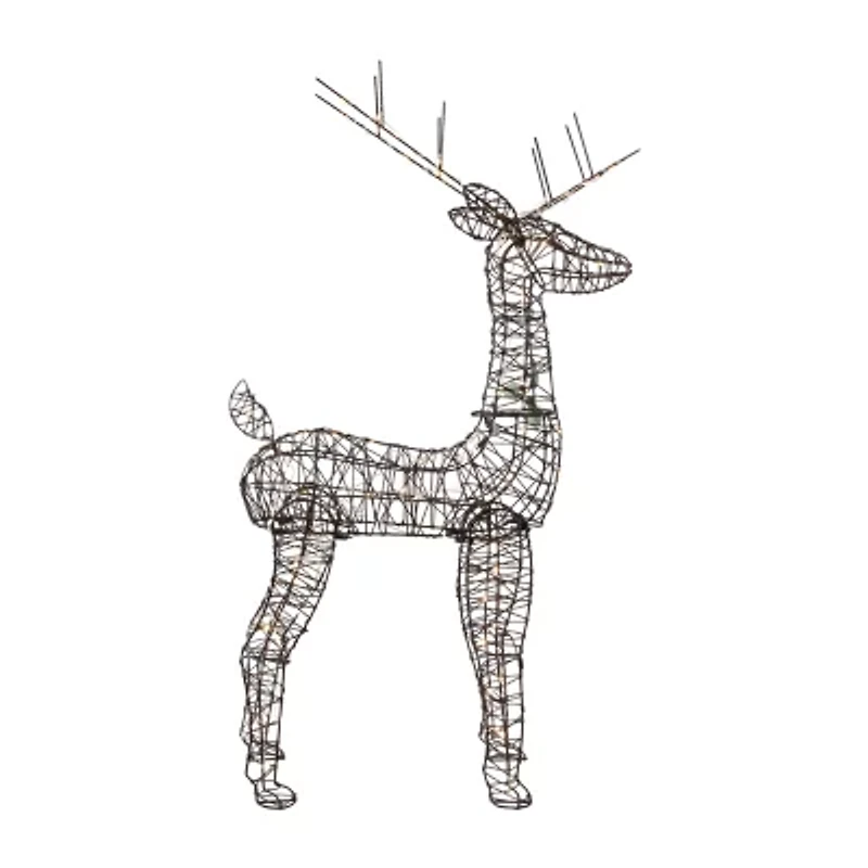 45.5'' LED Lighted Rattan Deer Outdoor Christmas Decoration