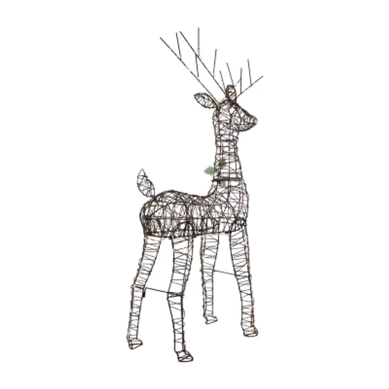 45.5'' LED Lighted Rattan Deer Outdoor Christmas Decoration