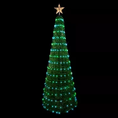 6' Green Color Changing Multiple Function Pop Up Artificial Outdoor Christmas Tree