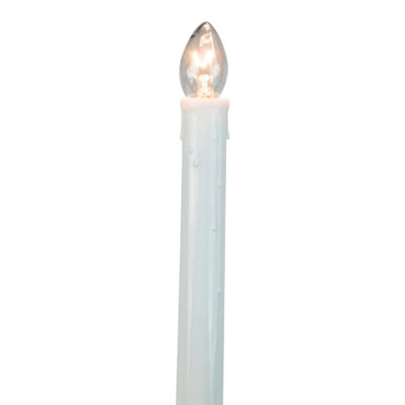 10ct White C7 Candle Pathway Markers Christmas Lights  8'' White Wire