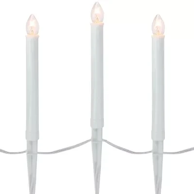 10ct White C7 Candle Pathway Markers Christmas Lights  8'' White Wire