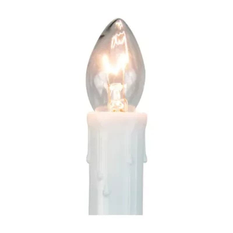 10ct White C7 Candle Pathway Markers Christmas Lights  8'' White Wire