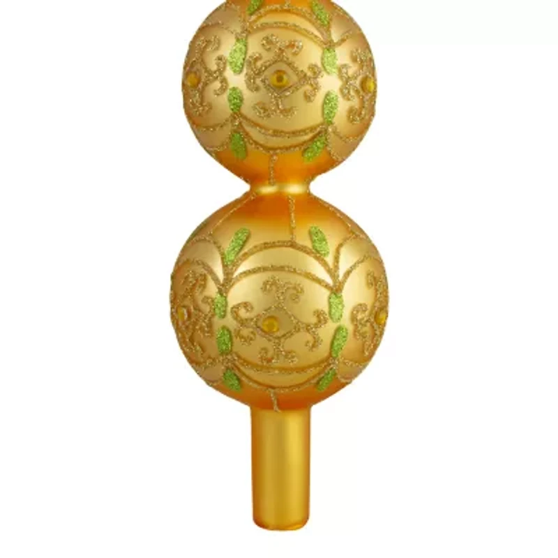14.75'' Gold Glitter Glass Finial Christmas Tree Topper