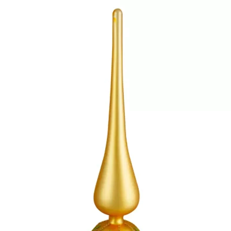 14.75'' Gold Glitter Glass Finial Christmas Tree Topper