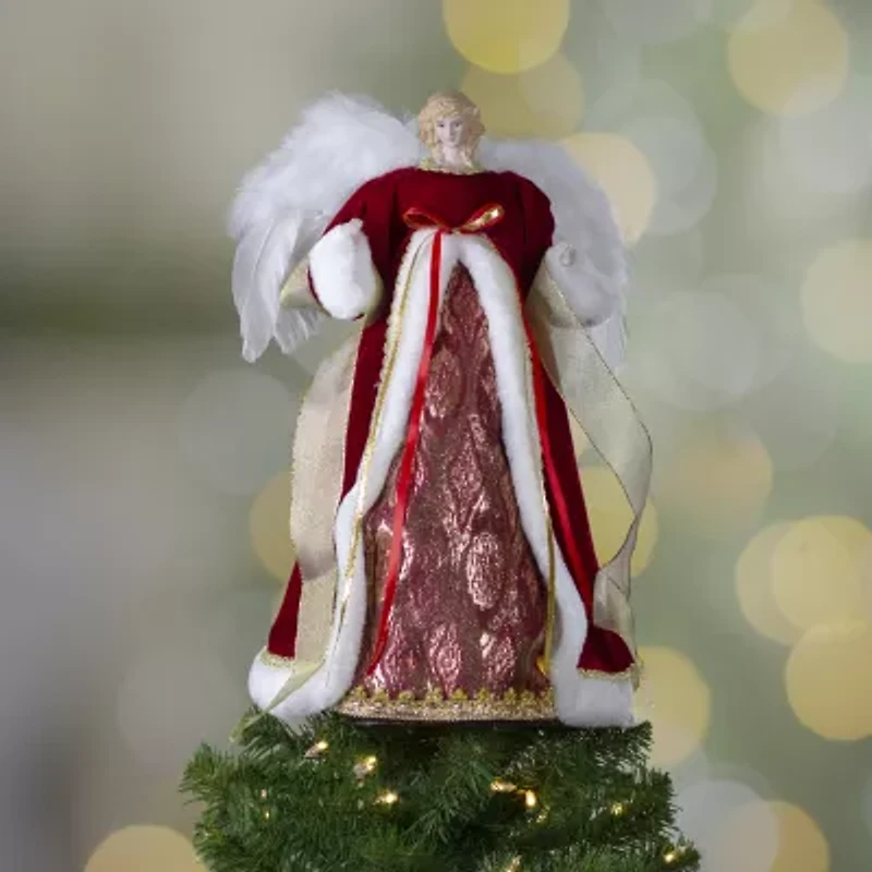 18'' Red and Gold Angel in a Dress Christmas Tree Topper - Unlit