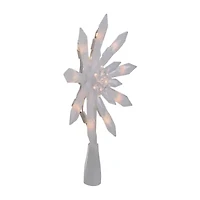 9-Inch Lighted White Snowflake Christmas Tree Topper - Clear Lights