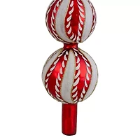 14.75'' Red and White Glass Finial Christmas Tree Topper