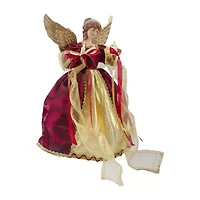 13.5'' Lighted Red and Gold Angel with Wings Christmas Tree Topper - Clear Lights