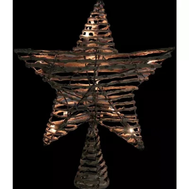 11.5'' Lighted Rattan Star Christmas Tree Topper - Clear Lights