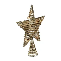 11.5'' Lighted Rattan Star Christmas Tree Topper - Clear Lights