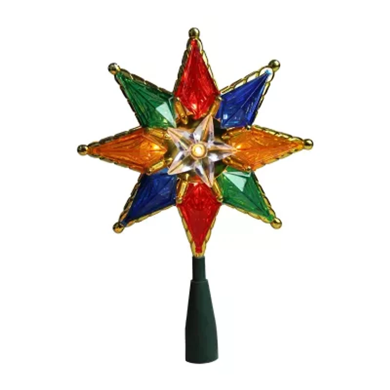 8'' Lighted Multi Color 8-Point Star Christmas Tree Topper - Clear Lights
