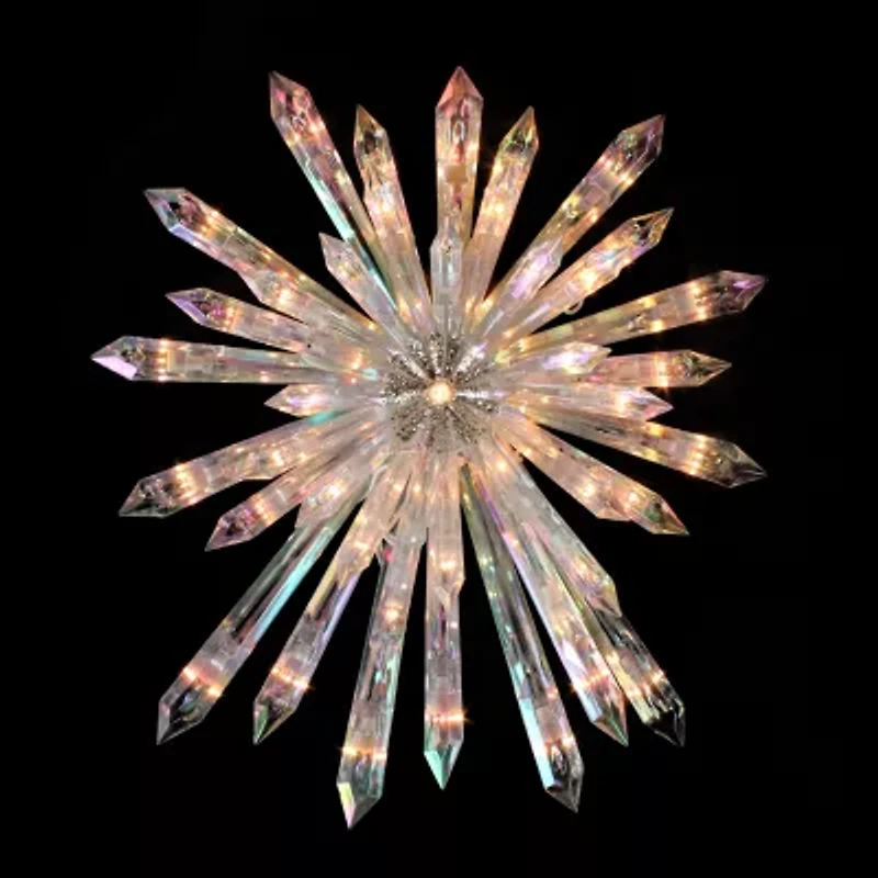 14'' Clear Lighted Iridescent Icicle Christmas Tree Topper - Clear Lights