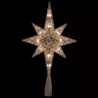 10'' Lighted Faceted Star of Bethlehem Christmas Tree Topper  Clear Lights